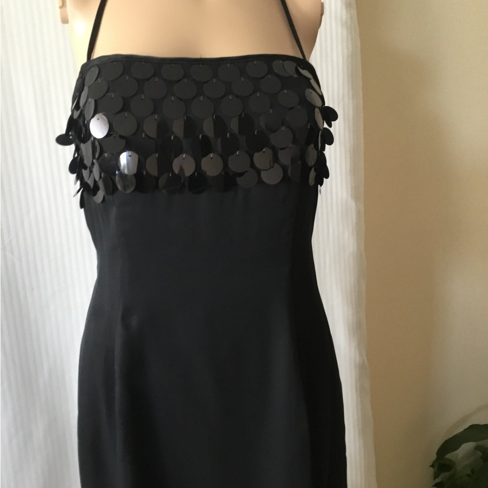 ALFRED SUNG Black Strapless Dress with Sequin Detail